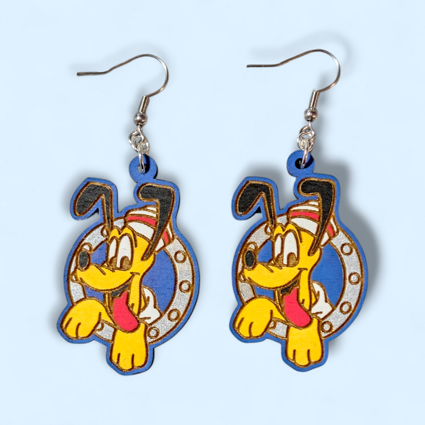 Pluto Porthole Cruise Hand Painted Wood Earrings