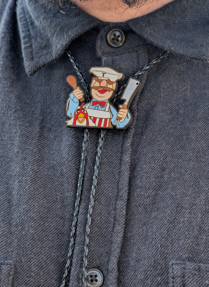 Swedish Chef Bolo Tie - Hand Painted Wood Bolo