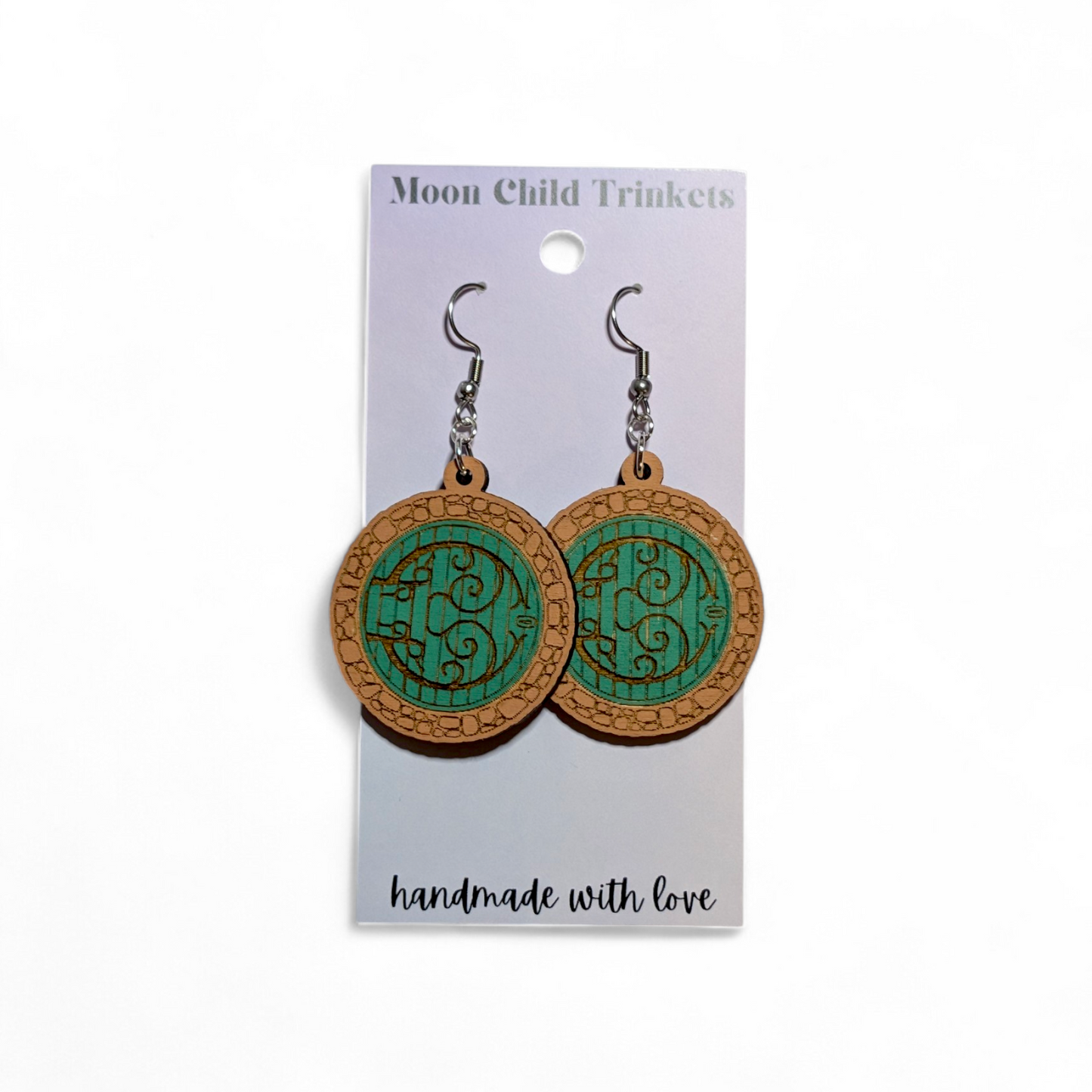 LOTR Hobbit Door Hand Painted Wood Earrings