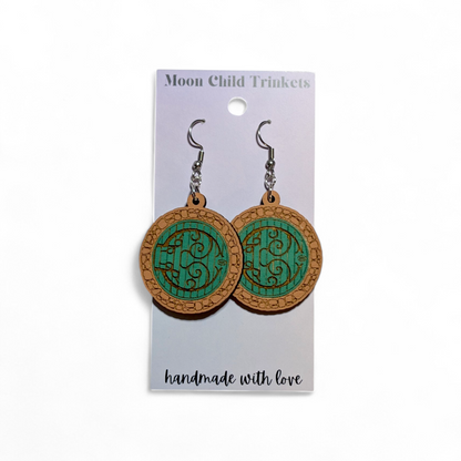 LOTR Hobbit Door Hand Painted Wood Earrings