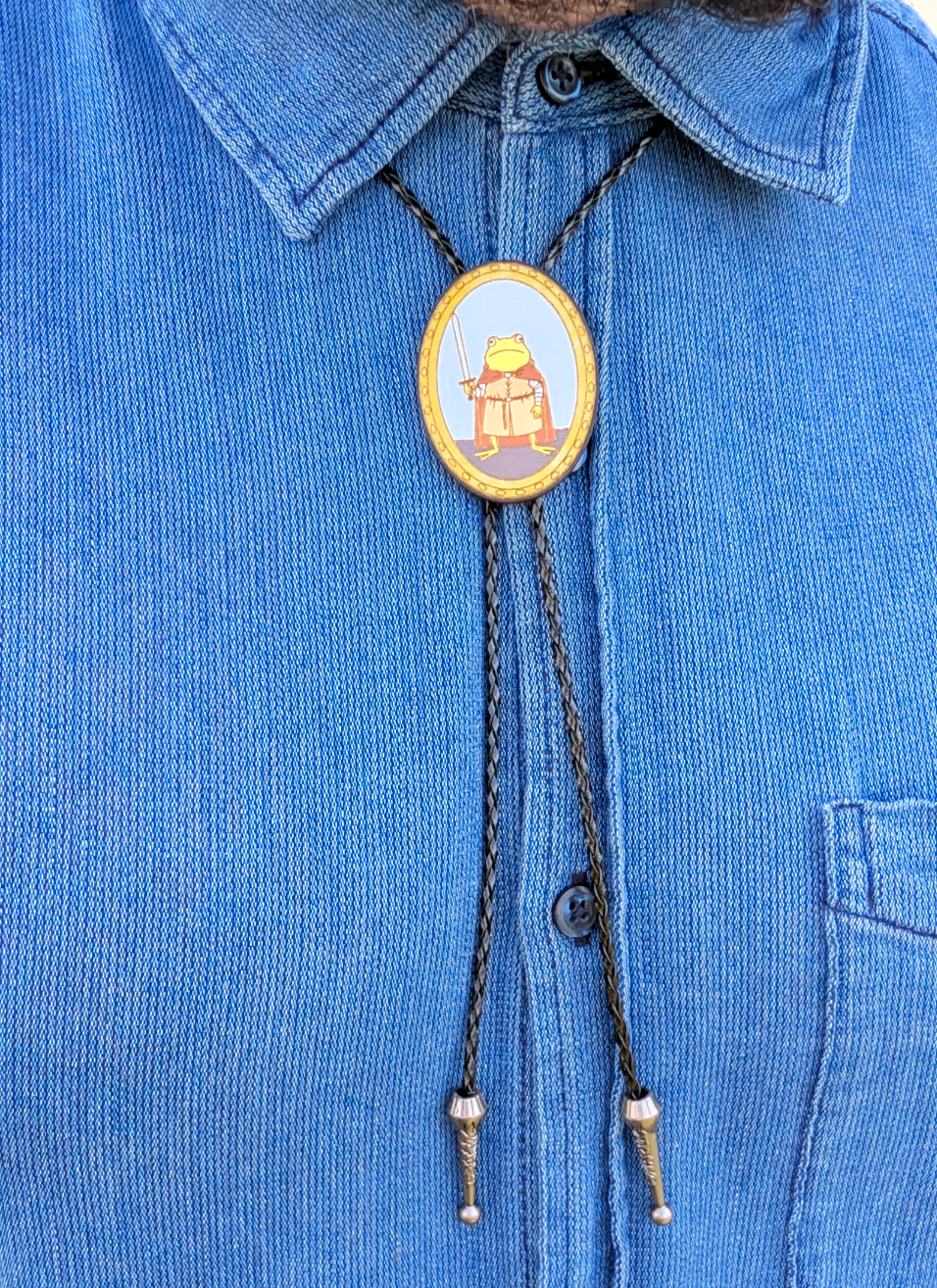 Frog Knight Western Bolo Tie - Medieval Cowboy Tie - Statement Neckwear
