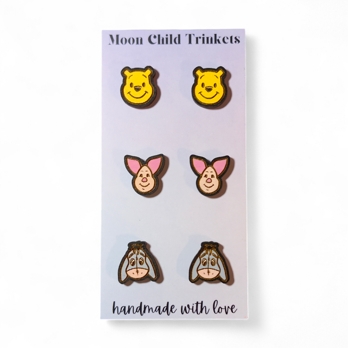 Winnie The Pooh - 3 Pair Stud Earring Bundle - Pooh, Eeyore, Piglet