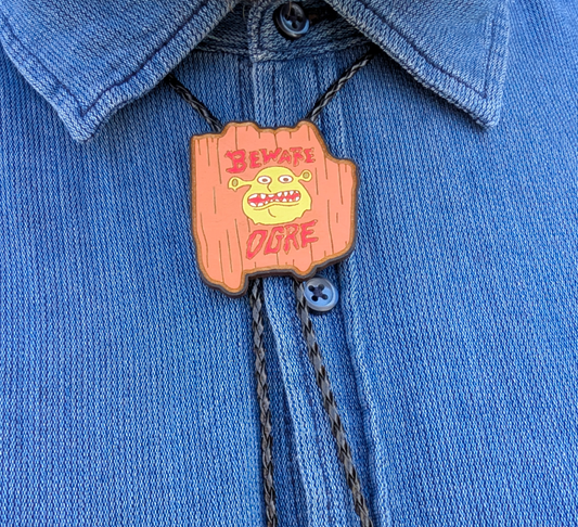 Shrek Beware Ogre Western Bolo Tie - Cowboy Tie - Statement Neckwear