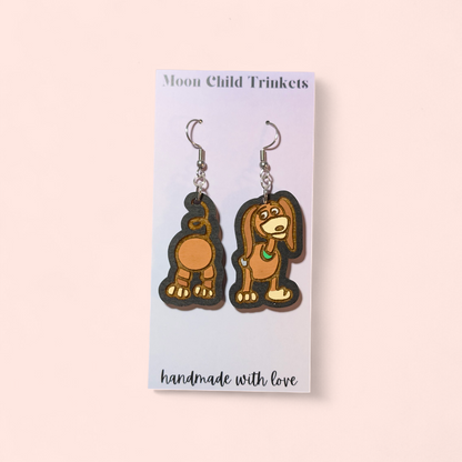 Toy Story Slinky Dog Hand Painted Wood Dangle Earrings
