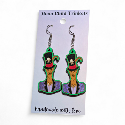 Dr. Facilier Princess and the Frog Hand Painted Wood Earrings