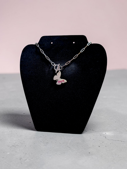 Personalized Butterfly Acrylic Paperclip Chain Necklace