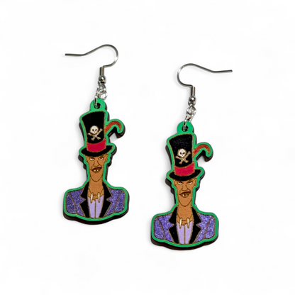 Dr. Facilier Princess and the Frog Hand Painted Wood Earrings