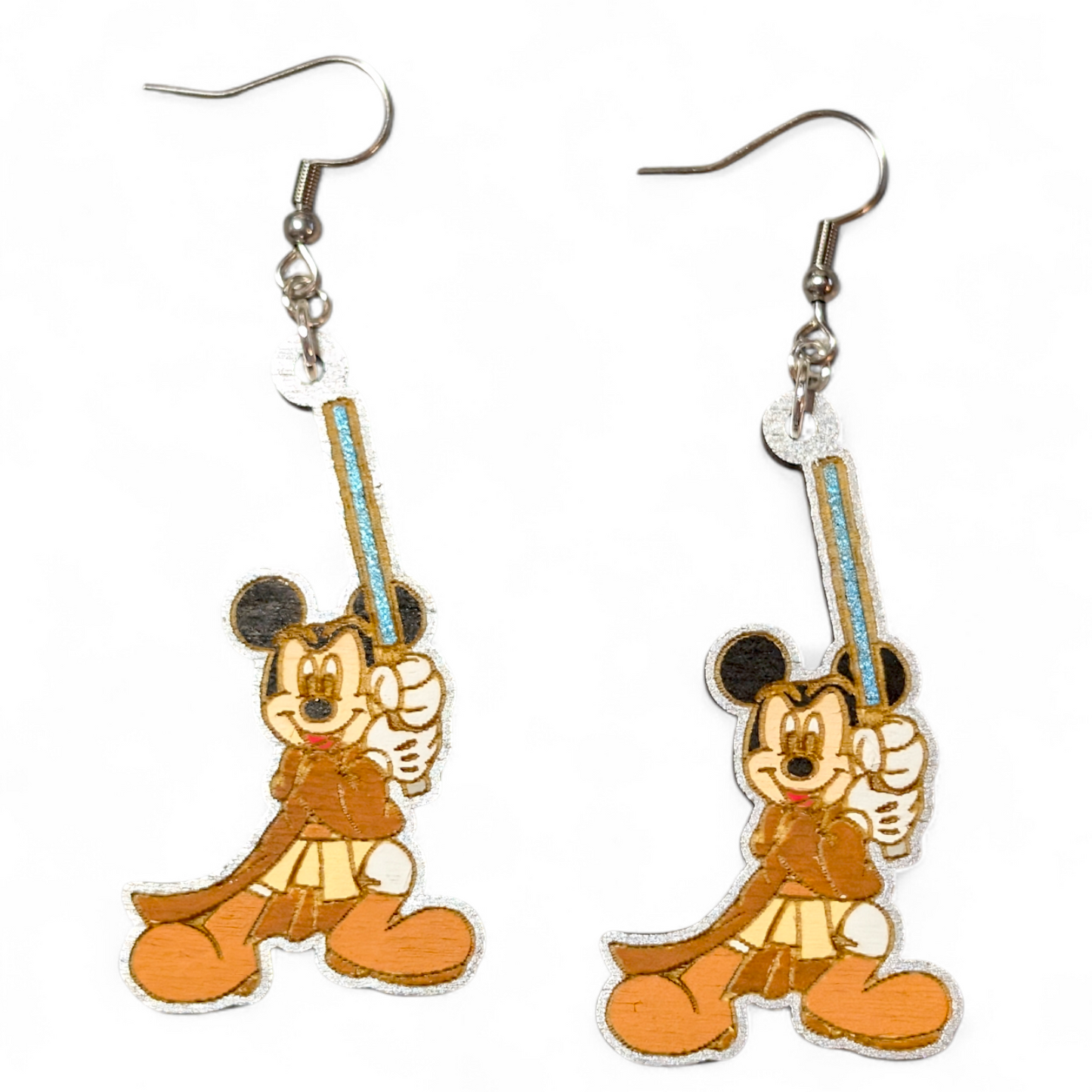 Mickey Star Wars Hand Painted Wood Earrings