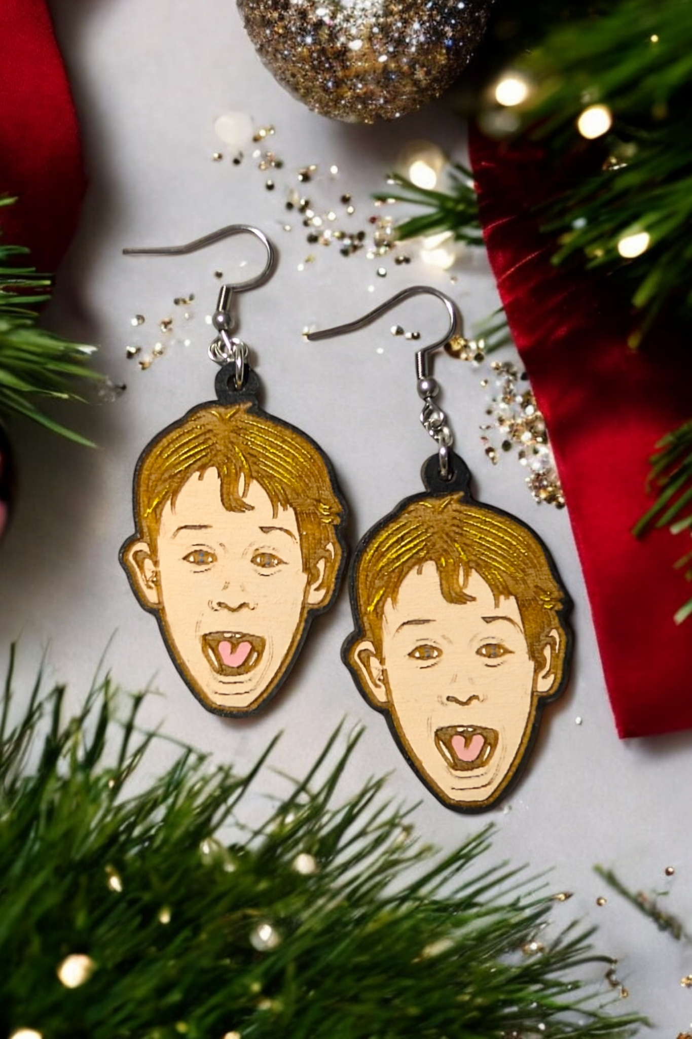 Kevin Home Alone Hand Painted Dangle Earrings