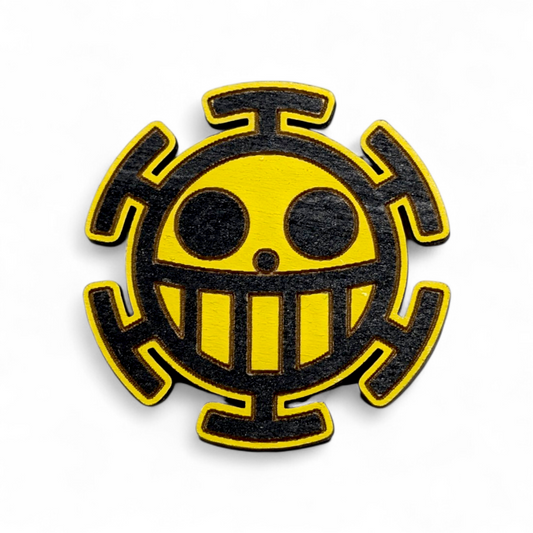 Heart Pirates Jolly Roger One Piece Hand Painted Wood Magnet