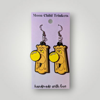 Doorknob Alice in Wonderland Hand Painted Wood Earrings