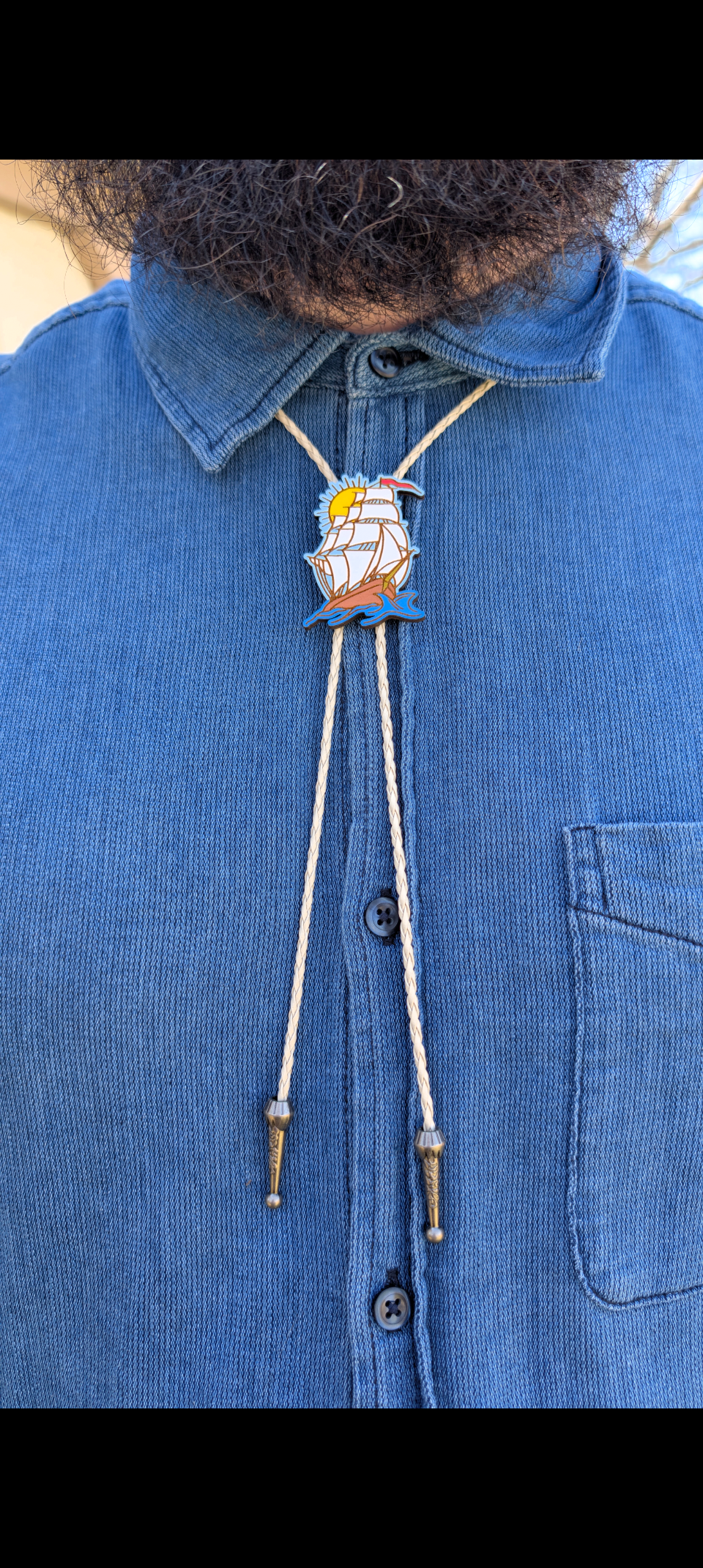 Nautical Ship Bolo Tie – American Traditional Tattoo Inspired Western Tie