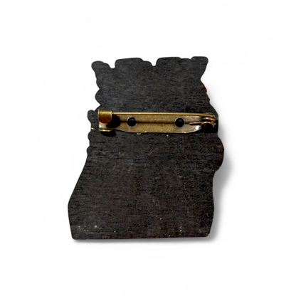 Prince John Robin Hood Bar Back Brooch - Hand Painted Wood Pin