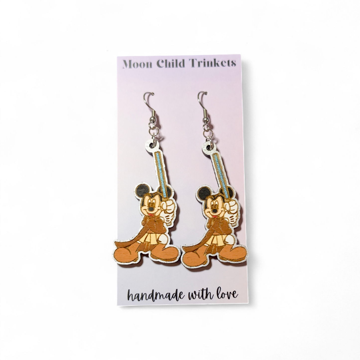 Mickey Star Wars Hand Painted Wood Earrings