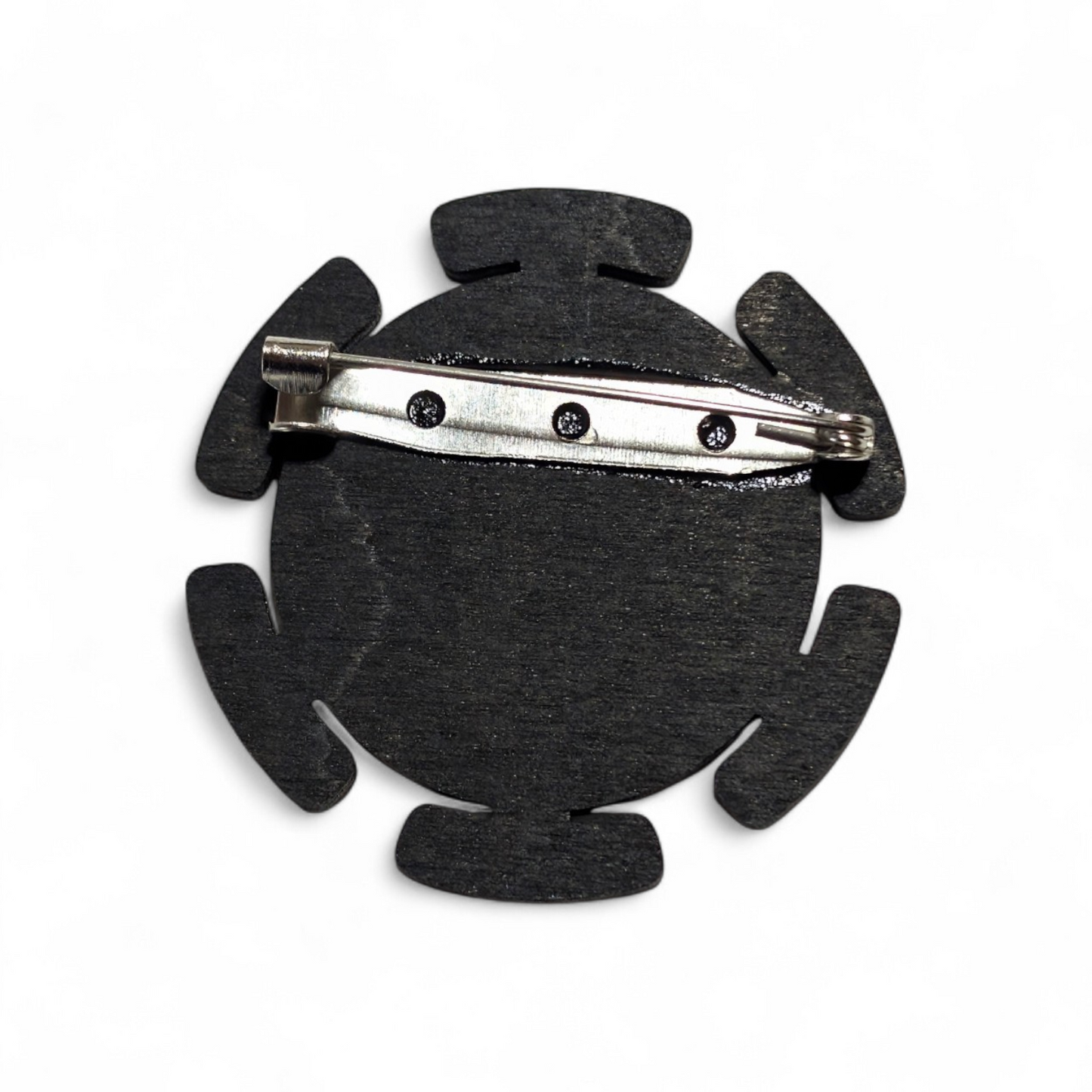 Heart Pirates Jolly Roger One Piece Bar Back Brooch - Hand Painted Wood Pin