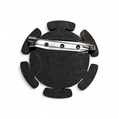 Heart Pirates Jolly Roger One Piece Bar Back Brooch - Hand Painted Wood Pin