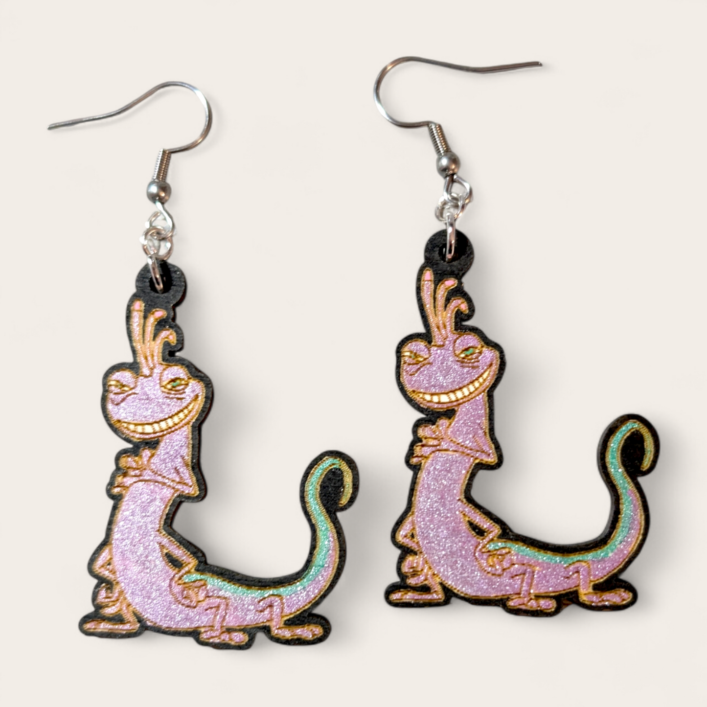 Monsters Inc Randall Hand Painted Wood Earrings