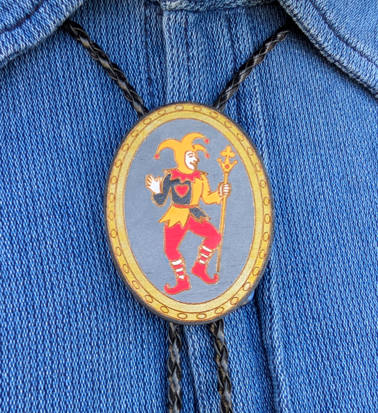 Joker / Jester Western Bolo Tie - Medieval Cowboy Tie - Statement Neckwear