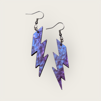 Purple Pearlescent Lightning Bolt Dangle Earrings