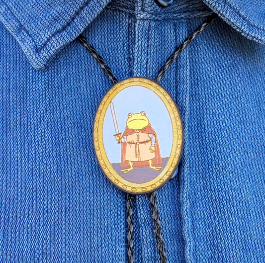 Frog Knight Western Bolo Tie - Medieval Cowboy Tie - Statement Neckwear