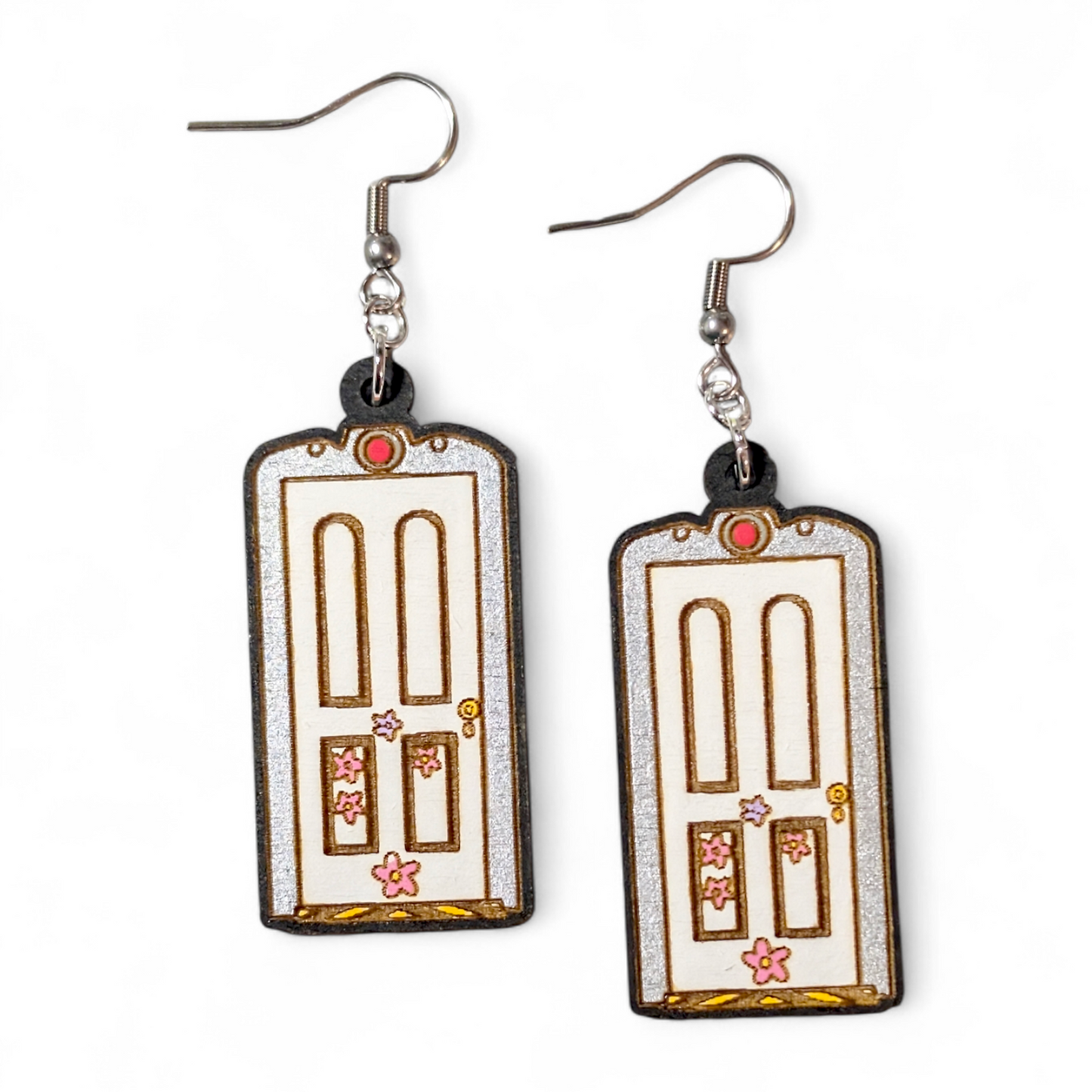 Monsters Inc Boo's Door Hand Painted Wood Earrings