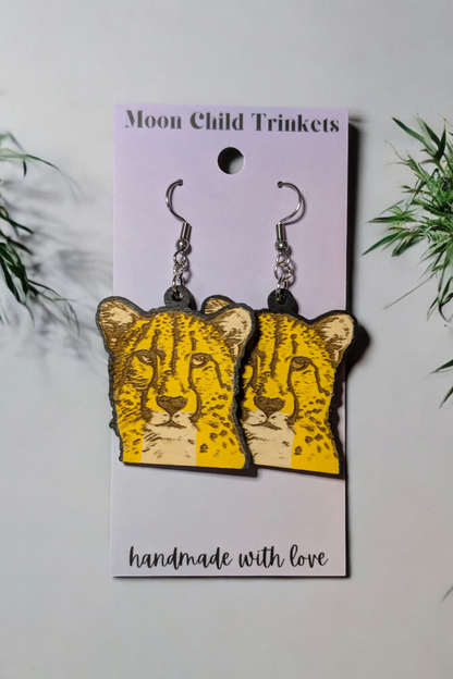 Cheetah Hand Painted Dangle Earrings