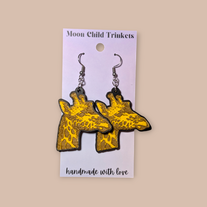 Giraffe Hand Painted Dangle Earrings