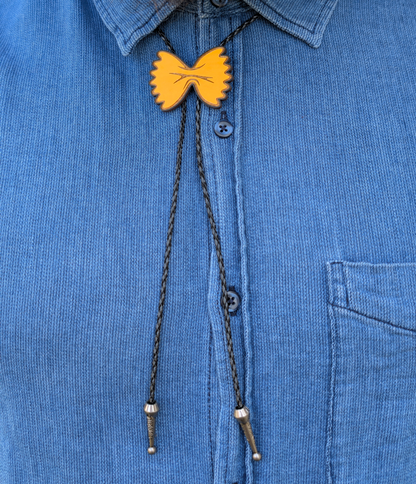 Bow Tie Pasta Inspired Western Bolo Tie - Cowboy Tie - Statement Neckwear