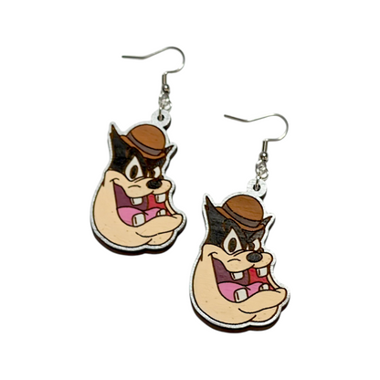 Pete (Mickey and Friends) Hand Painted Wood Earrings