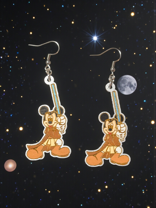 Mickey Star Wars Hand Painted Wood Earrings