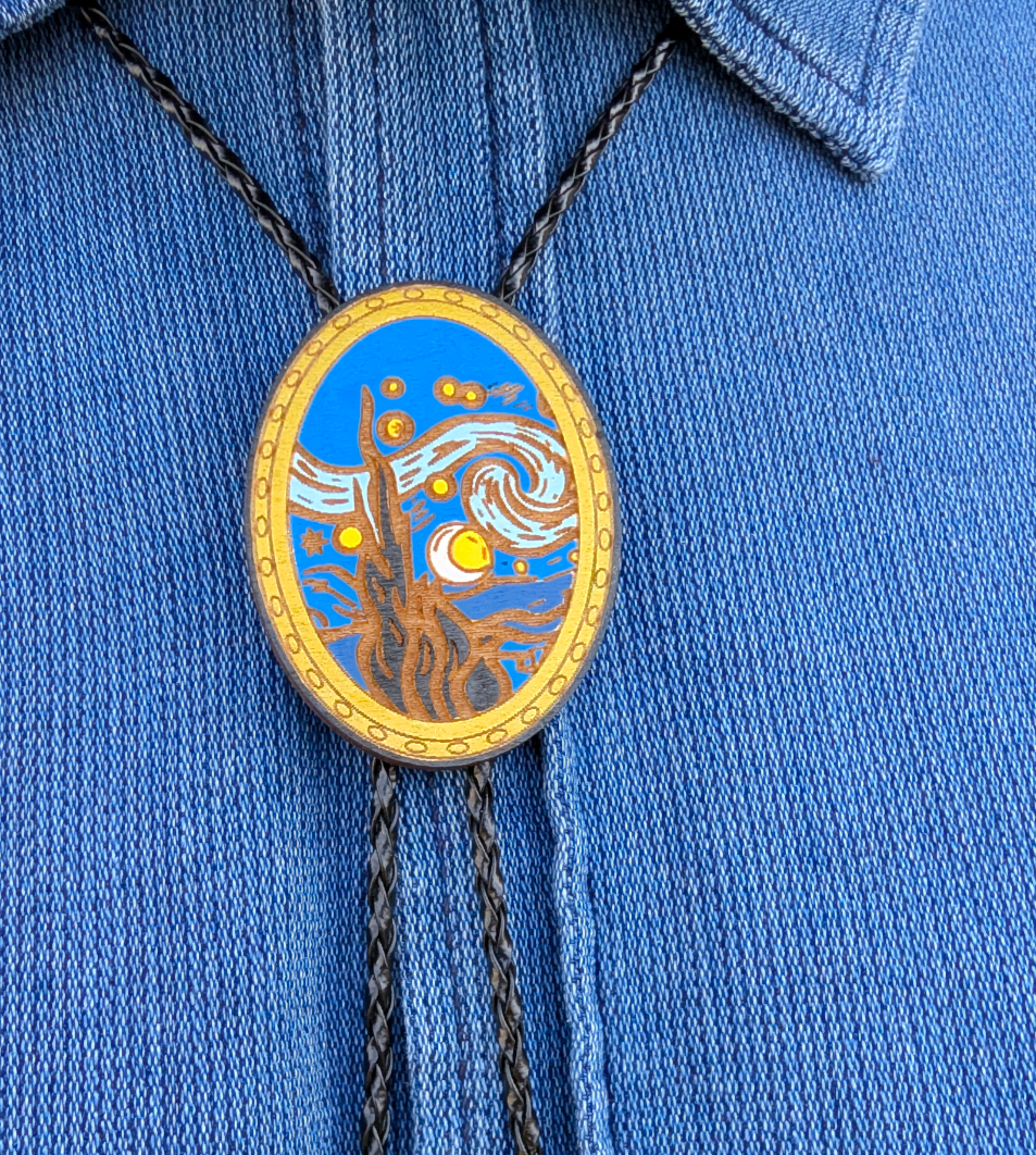 Starry Night Western Bolo Tie - Cowboy Tie - Statement Neckwear