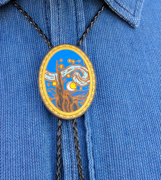 Starry Night Western Bolo Tie - Cowboy Tie - Statement Neckwear
