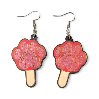 Zootopia Pawsickle Hand Painted Wood Dangle Earrings