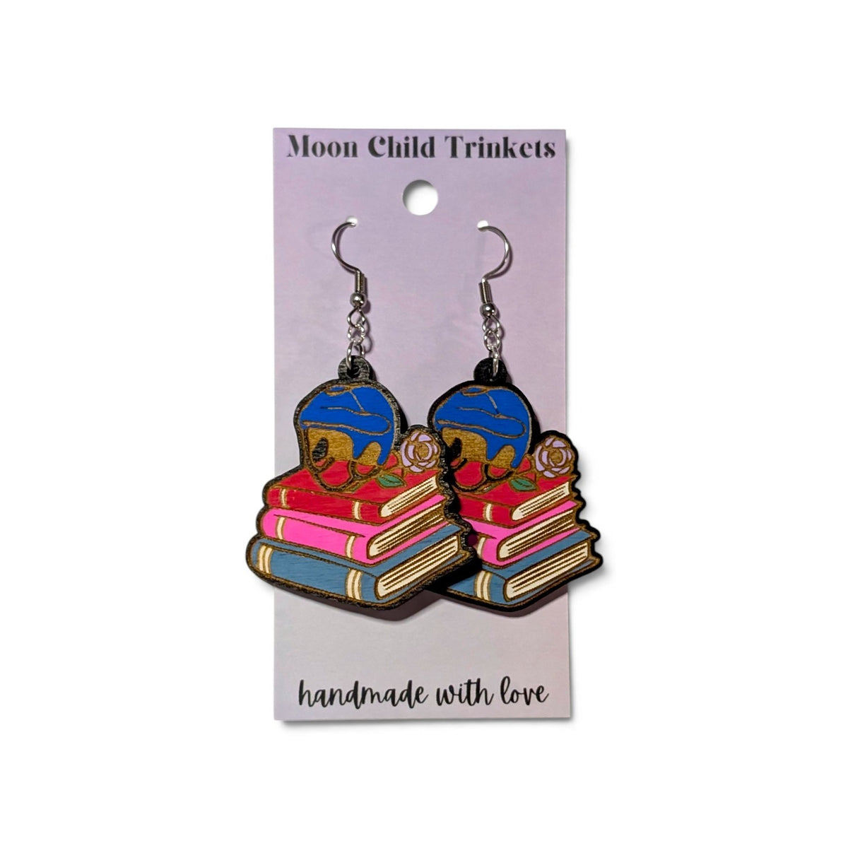Hockey Romance Bookish Hand Painted Wood Earrings