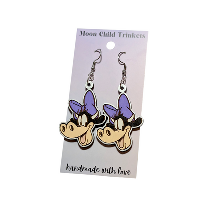 Clarabelle (Mickey and Friends) Hand Painted Wood Earrings