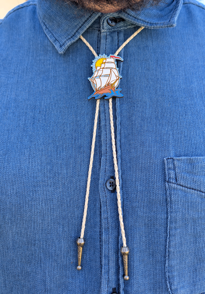 Nautical Ship Bolo Tie – American Traditional Tattoo Inspired Western Tie