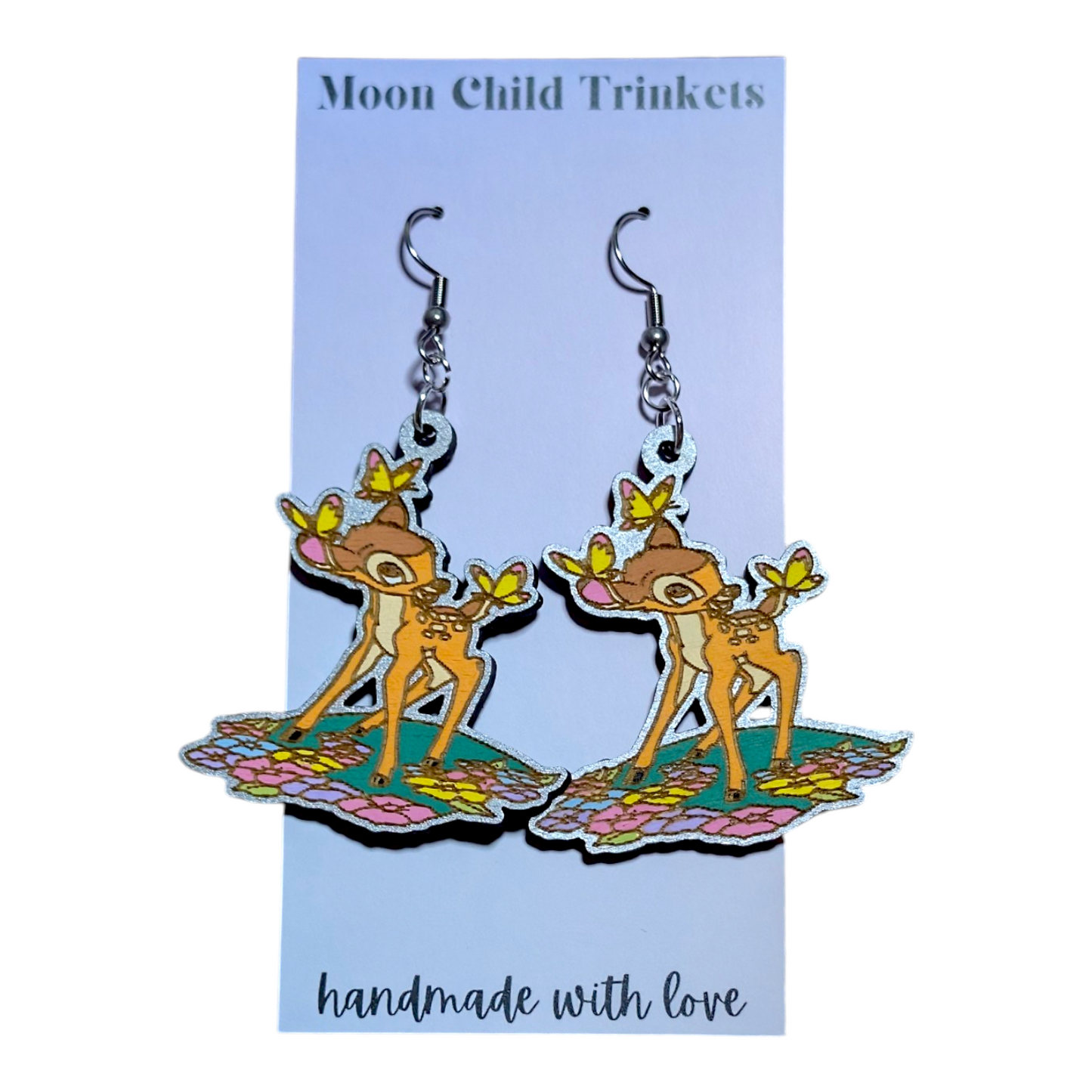 Bambi Hand Painted Wood Earrings