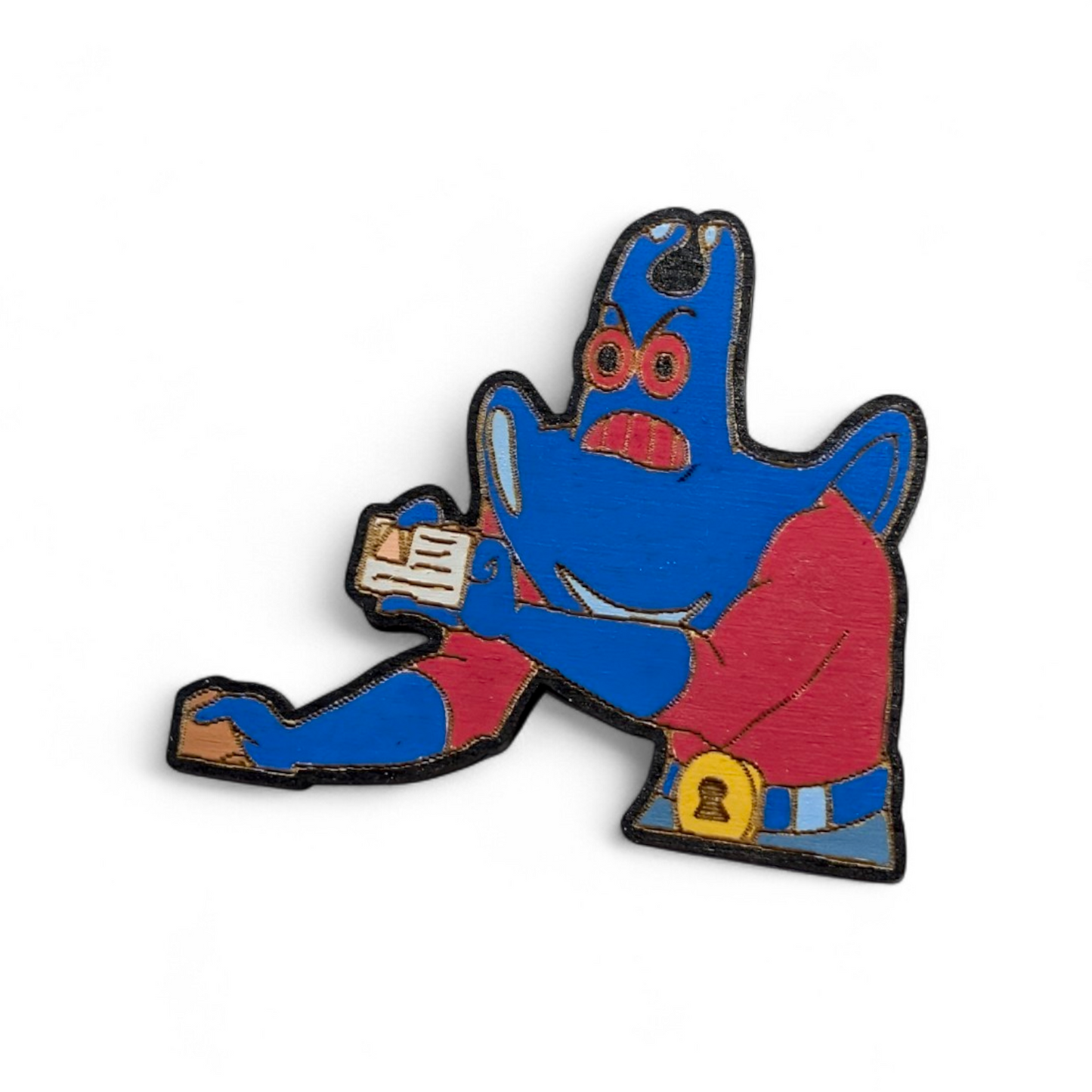 Man Ray Spongebob Hand Painted Wood Magnet