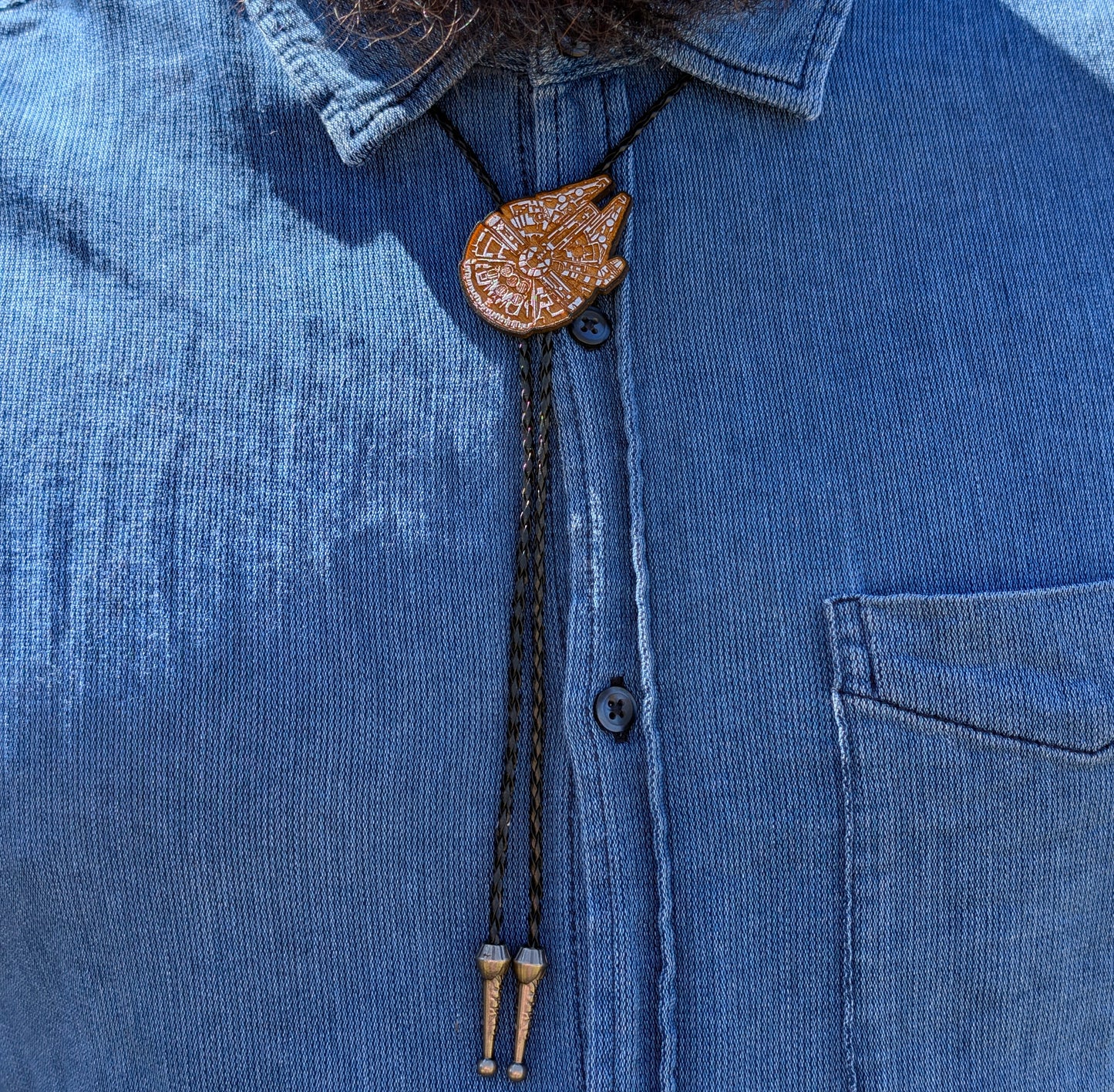 Millennium Falcon Star Wars Bolo Tie - Hand Painted Wood Bolo