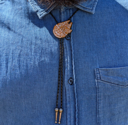 Millennium Falcon Star Wars Bolo Tie - Hand Painted Wood Bolo