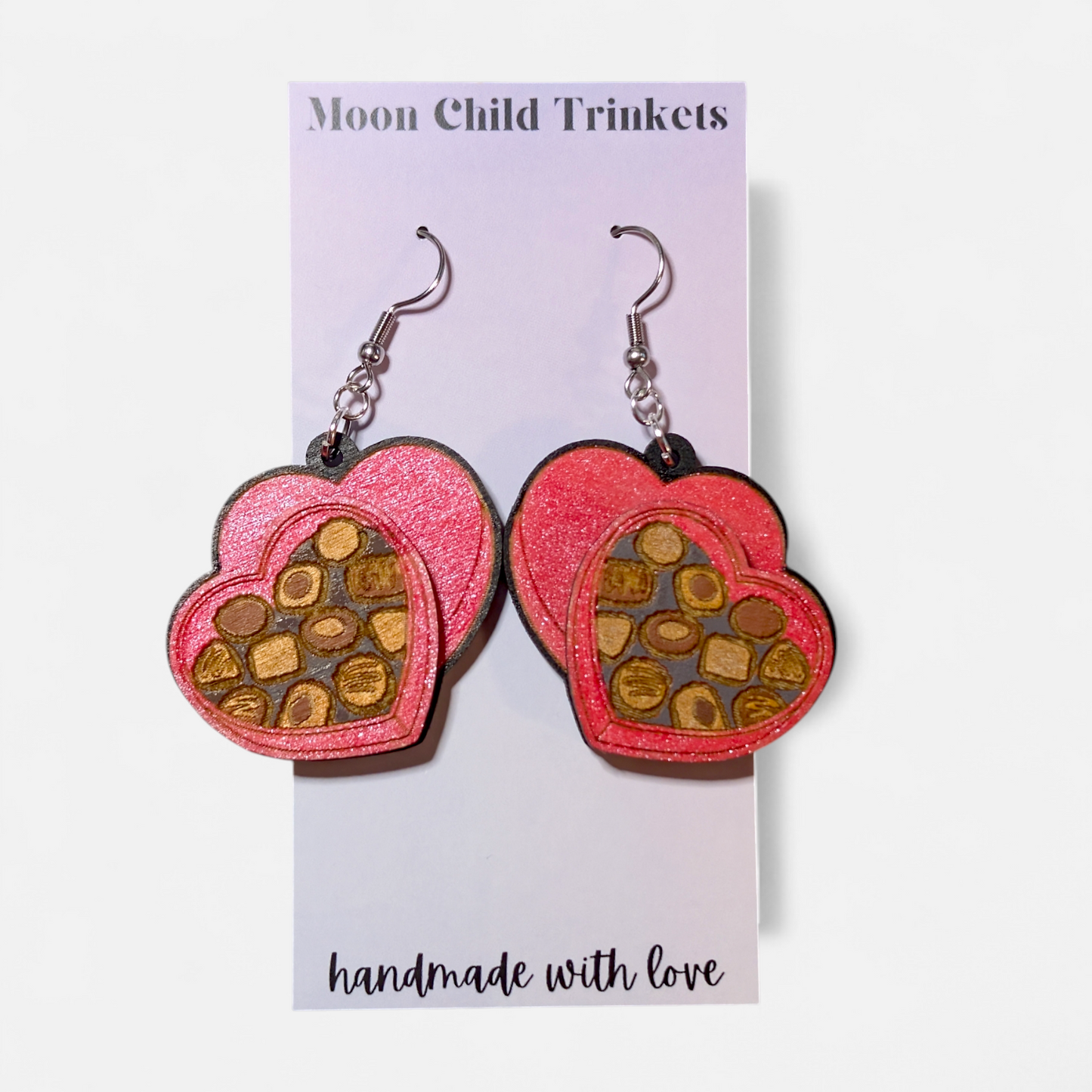 Box of Chocolates Hand Painted Wood Earrings