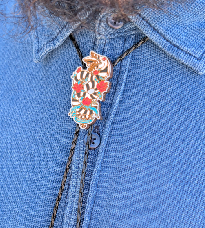 Sandworm Beetlejuice Bolo Tie - Hand Painted Wood Bolo