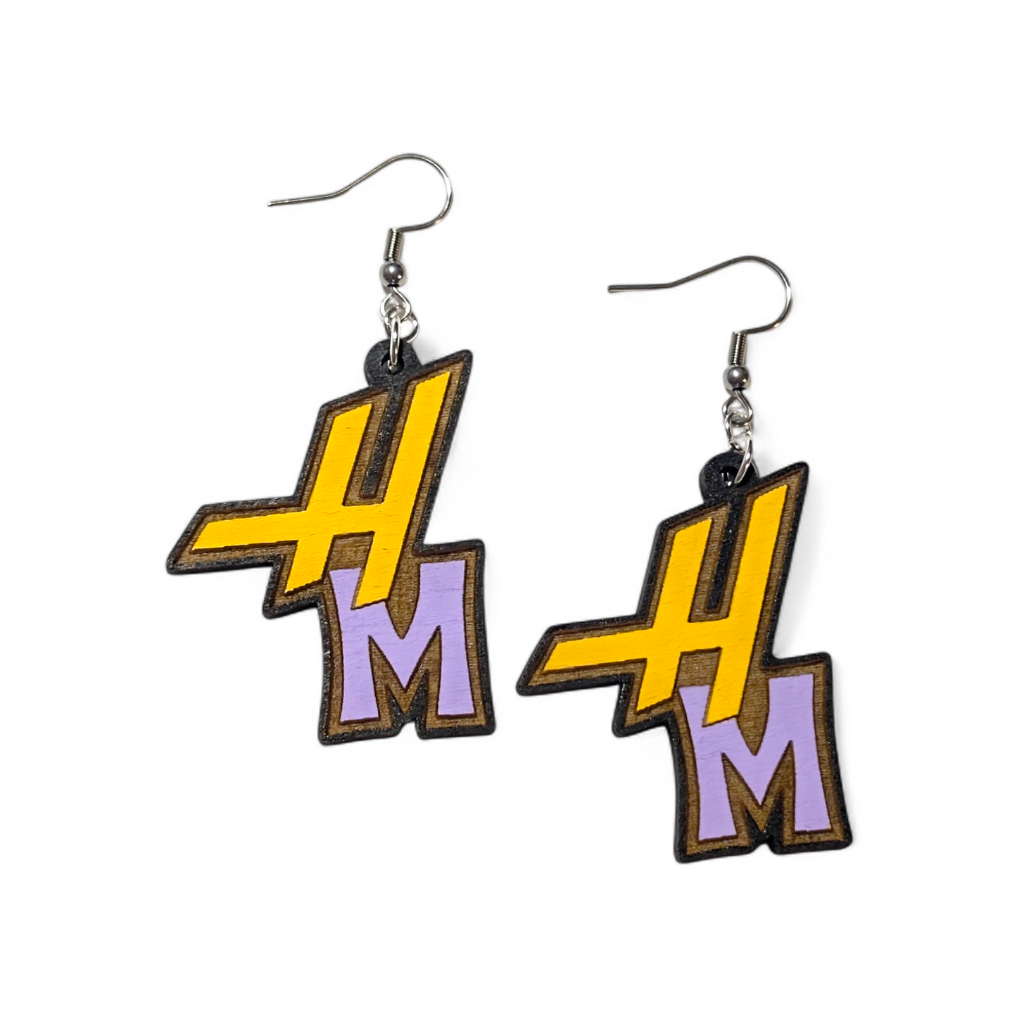 Hannah Montana HM Hand Painted Wood Earrings