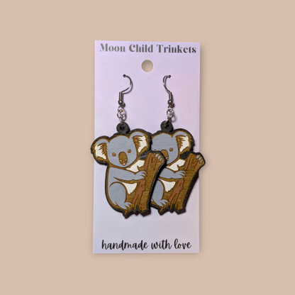 Koala Hand Painted Dangle Earrings