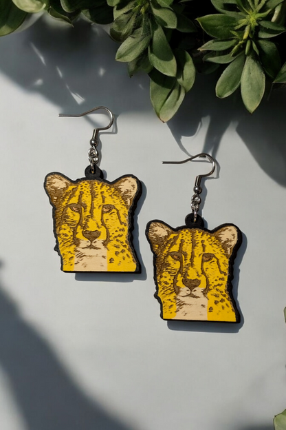 Cheetah Hand Painted Dangle Earrings