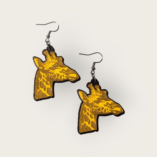 Giraffe Hand Painted Dangle Earrings