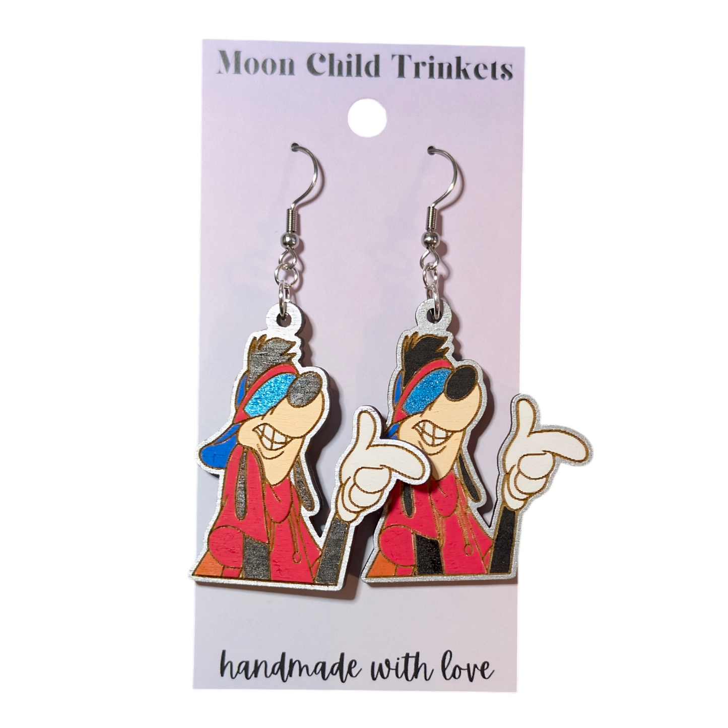 Max Goof A Goofy Movie Hand Painted Wood Earrings