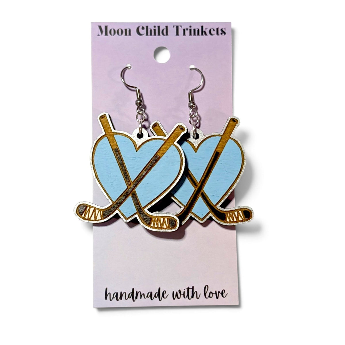 Hockey Love Bookish Hand Painted Wood Earrings