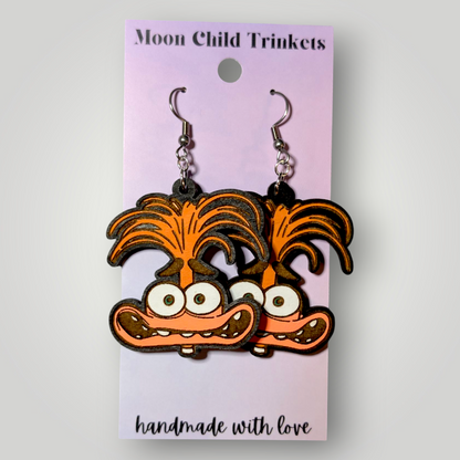 Anxiety Inside Out Hand Painted Wood Dangle Earrings