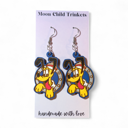 Pluto Porthole Cruise Hand Painted Wood Earrings